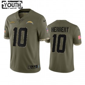 Tröjor Los Angeles Chargers Justin Herbert 10 Olive 2022 Salute To Service - Barn